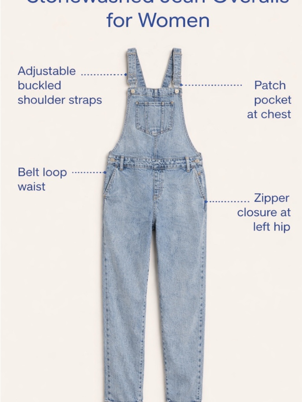 Old Navy stonewashed Light Blue Denim Overalls women’s size 14
